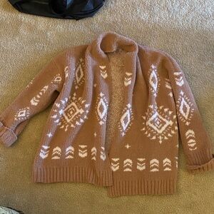 525 America Tan and White Patterned Cardigan